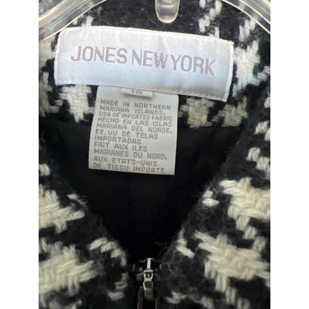 NWOT Jones New York Women Black and White Plaid Wool Jacket Size 16 - Picture 6 of 6
